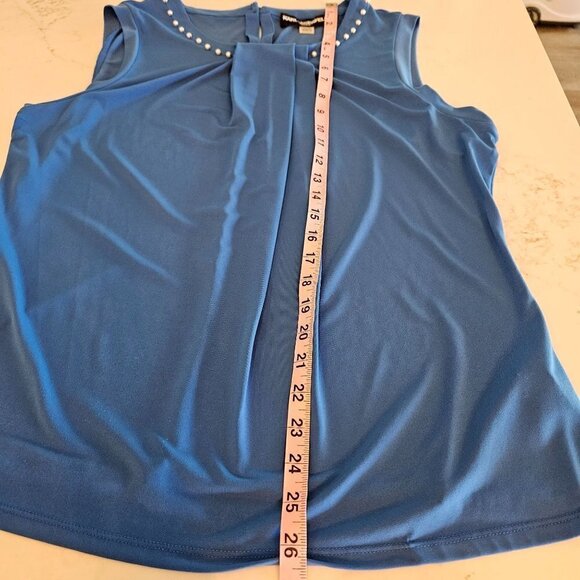 Karl Lagerfeld Paris Blue Size XL Pearl Detail On Sleeveless Shell Top - Picture 10 of 11